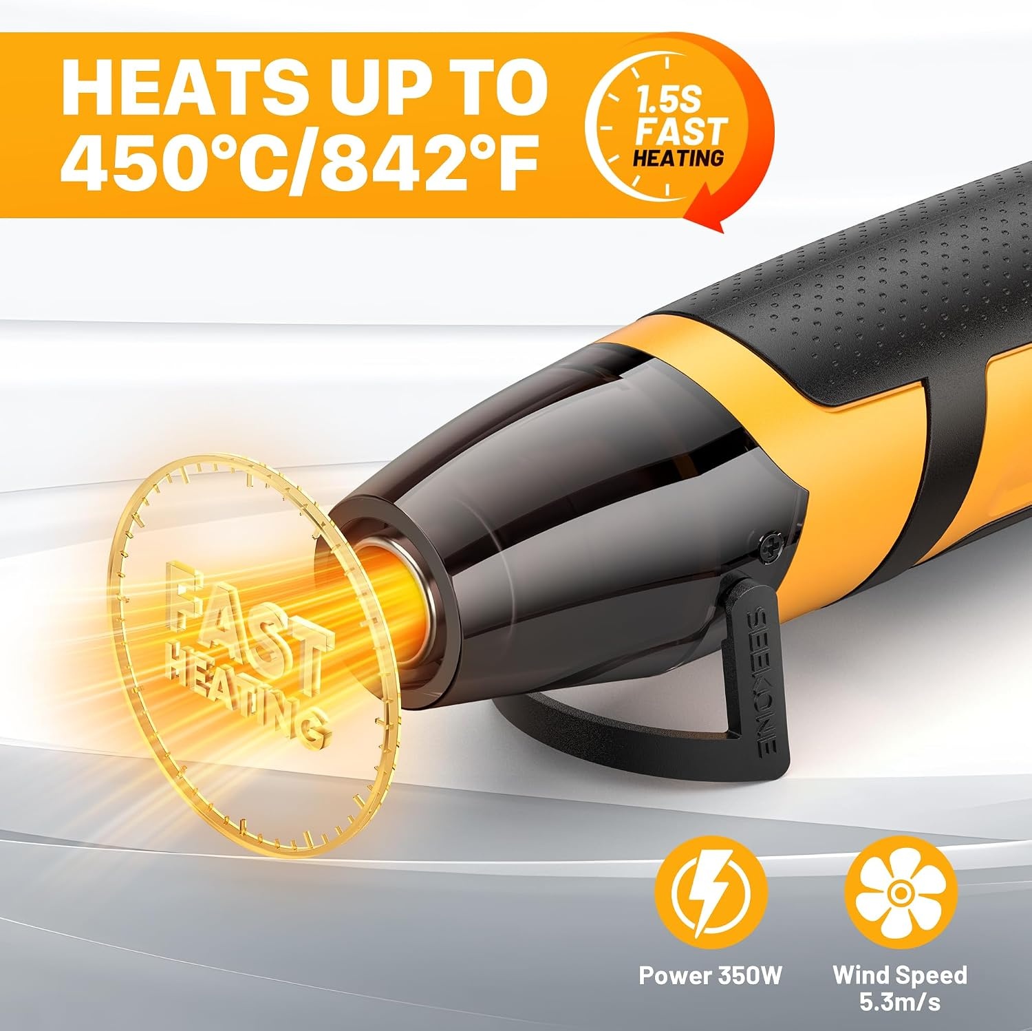 Mini Heteluchtpistool voor Ambachtelijke Embossing | 350W | 2 Temperaturen (260℃/450℃) | 1,5s Snelle Verwarming | Overbelastingsbeveiliging