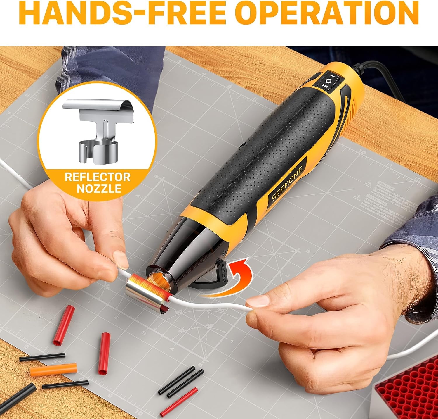 Mini Heteluchtpistool voor Ambachtelijke Embossing | 350W | 2 Temperaturen (260℃/450℃) | 1,5s Snelle Verwarming | Overbelastingsbeveiliging