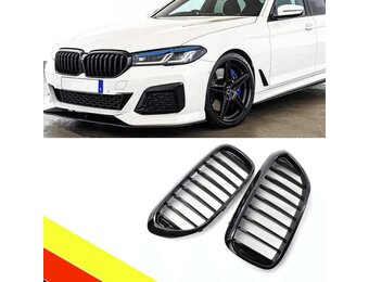 Niergrill voor BMW 5 Serie G30 G31 2017-2020 (528LI 530LI 540LI) | Glanzend Zwart | Enkele Brug | ABS