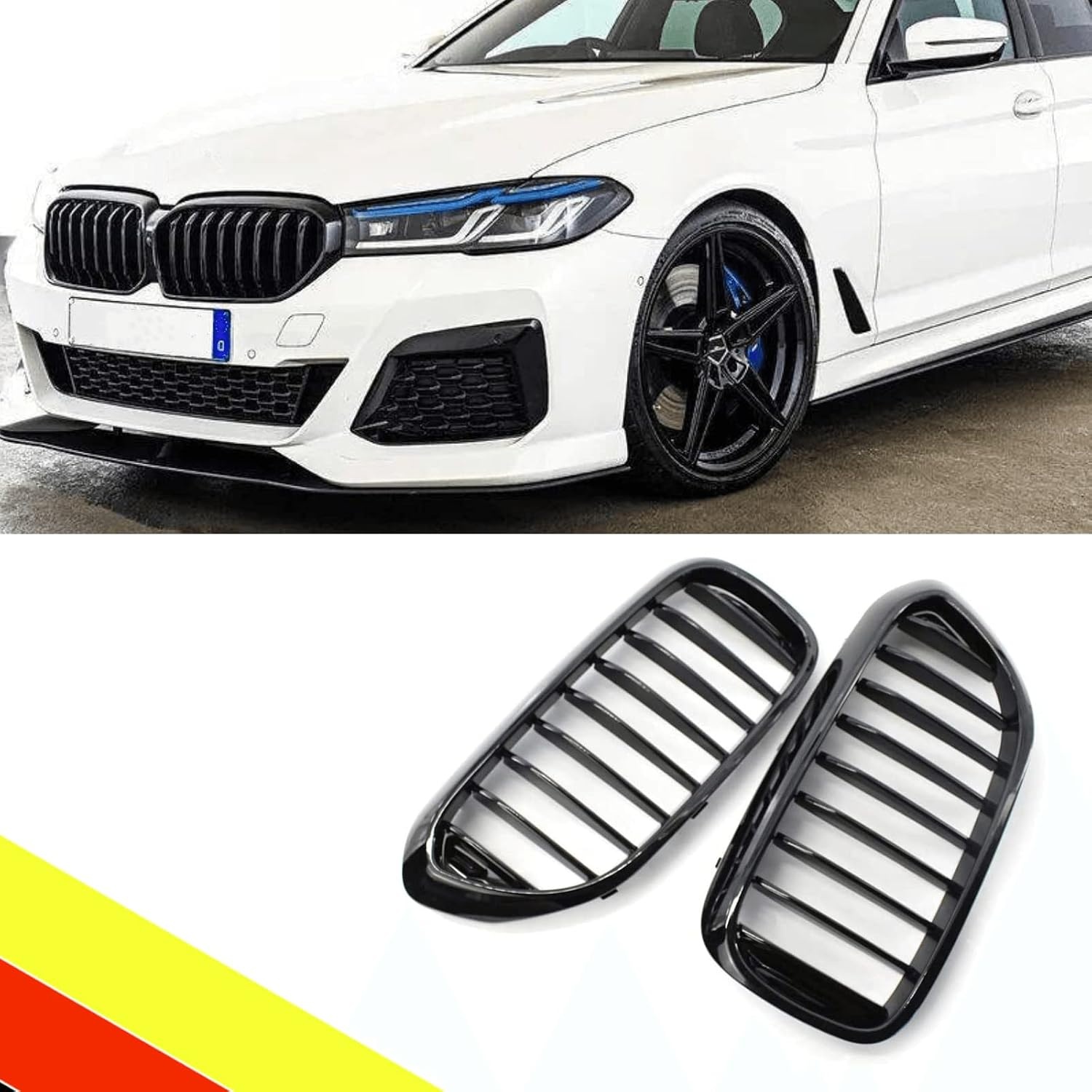 Niergrill voor BMW 5 Serie G30 G31 2017-2020 (528LI 530LI 540LI) | Glanzend Zwart | Enkele Brug | ABS