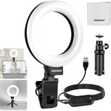 Ringlamp 5 inch voor videoconferenties, streaming & content creatie | CRI 97+ | 5 kleurmodi (warm-koel wit) | 10 helderheidsniveaus