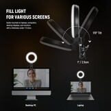 Ringlamp 5 inch voor videoconferenties, streaming & content creatie | CRI 97+ | 5 kleurmodi (warm-koel wit) | 10 helderheidsniveaus