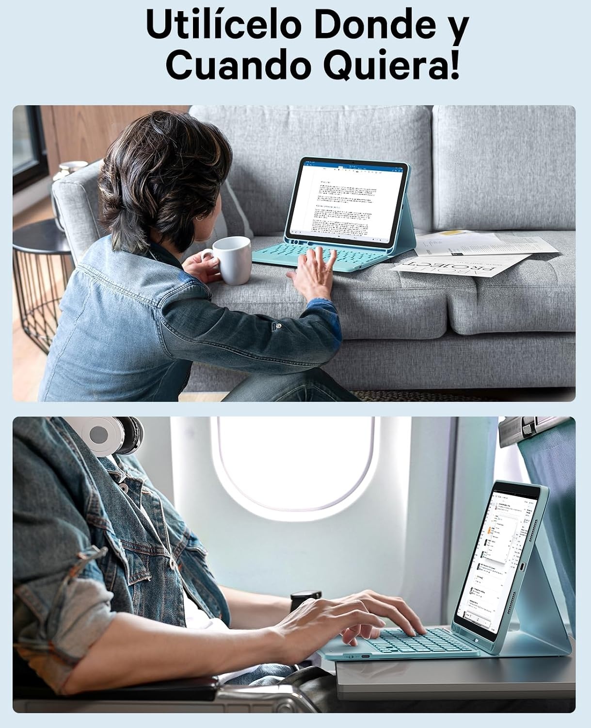 Toetsenbord voor 10e generatie tablets QWERTY Multifunctioneel hemelsblauw USB-aansluiting