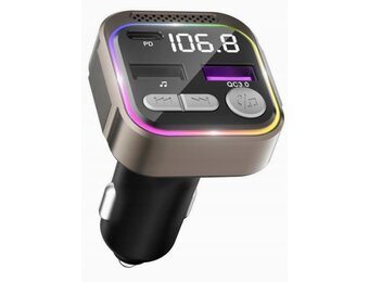 GizmoVine Bluetooth FM-zender, sigarettenaansteker-adapter voor muziek, radio USB C QC PD 36 W, Parrot handsfree, MP3-speler, voertuigaccessoires