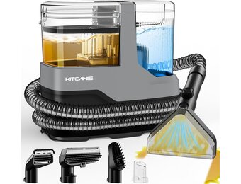 Kitcanis Gestoffeerde reiniger, natzuiger, waszuiger, 17 kPa, 78 dB, 600 W, met 4 sproeiers, vlekborstel, waszuiger, kussenreiniger voor tapijt, bank, mat, bekleding