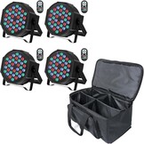 U'King 4x LED Par Spotlights RGB - 36 LED - Inclusief Opbergtas en Afstandsbediening