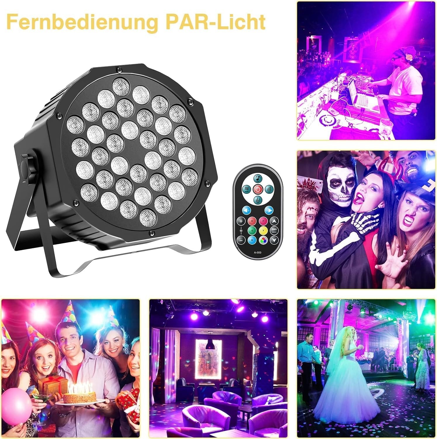 U'King 4x LED Par Spotlights RGB - 36 LED - Inclusief Opbergtas en Afstandsbediening