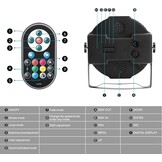 U'King 4x LED Par Spotlights RGB - 36 LED - Inclusief Opbergtas en Afstandsbediening