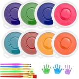 8-delige stempelkussen set 18x18 cm inclusief 6 penselen in 8 kleuren