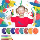 8-delige stempelkussen set 18x18 cm inclusief 6 penselen in 8 kleuren