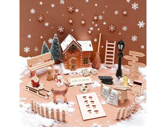 38-Delige Kerst Kabouterdeur Set - Houten Accessoires voor Sfeervolle Kerstdecoratie