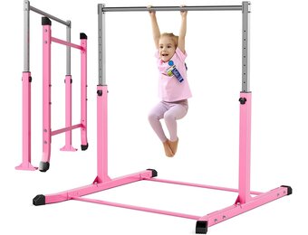 Mosebears Gymnastiekbar, Home Gymnastiekapparatuur voor kinderen van 3-15 jaar, stabiele stalen constructie, antislip, eenvoudig te monteren, 3' tot 5' verstelbare hoogte