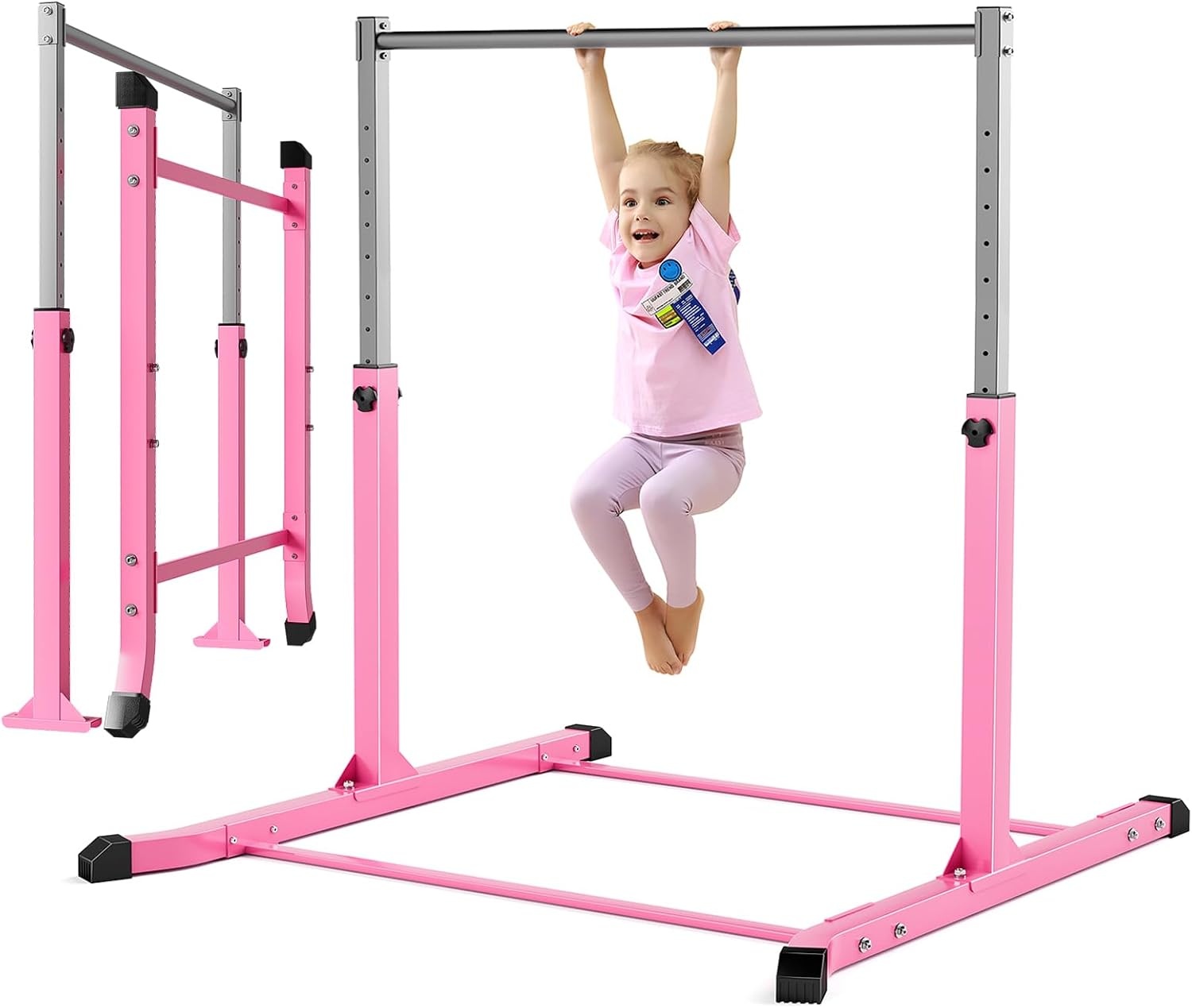 Mosebears Gymnastiekbar, Home Gymnastiekapparatuur voor kinderen van 3-15 jaar, stabiele stalen constructie, antislip, eenvoudig te monteren, 3' tot 5' verstelbare hoogte