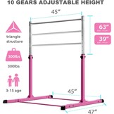 Mosebears Gymnastiekbar, Home Gymnastiekapparatuur voor kinderen van 3-15 jaar, stabiele stalen constructie, antislip, eenvoudig te monteren, 3' tot 5' verstelbare hoogte