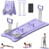 Pilates Reformer, Pilates Board Pliable, Planche Pilate Multifonctionnelle avec Rouleau Abdominal Rebond Automatique, Pompes et Corde de Tension, Kit Pilates Maison