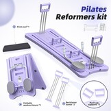 Pilates Reformer, Pilates Board Pliable, Planche Pilate Multifonctionnelle avec Rouleau Abdominal Rebond Automatique, Pompes et Corde de Tension, Kit Pilates Maison