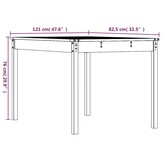 vidaXL Tuintafel 121x82,5x76 cm massief grenenhout