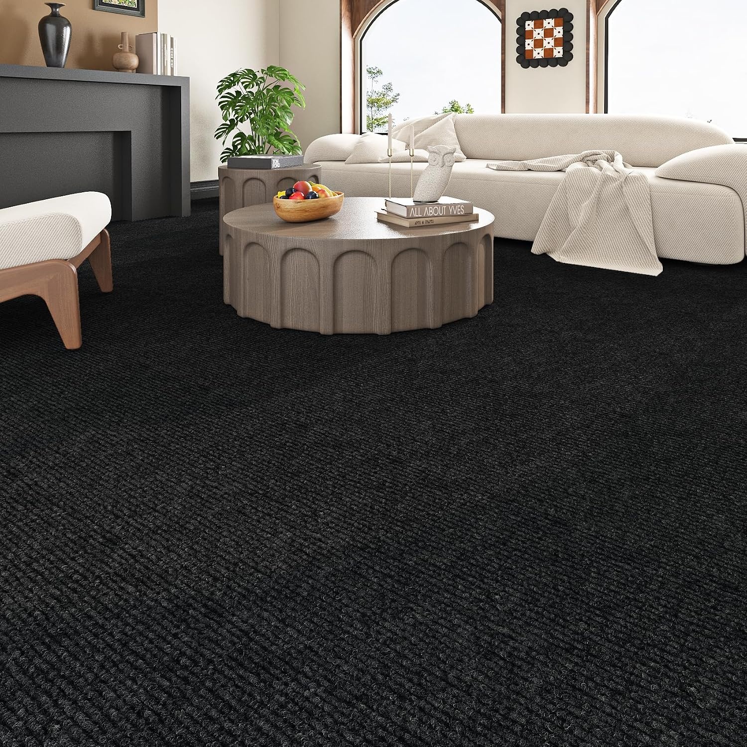 Zelfklevende Tapijttegels Zwart 30x30 cm | 32 Stuks | Voor woning & kantoor