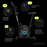 ZIPRO Hometrainer Fiets met 8-Niveaus Magnetische Weerstand, Smartphonehouder, LCD Monitor, Verstelbaar en Comfortabel Zadel, Fitnessbike voor Cardiotraining Thuis, Licht Fiets Hometrainer (One S)