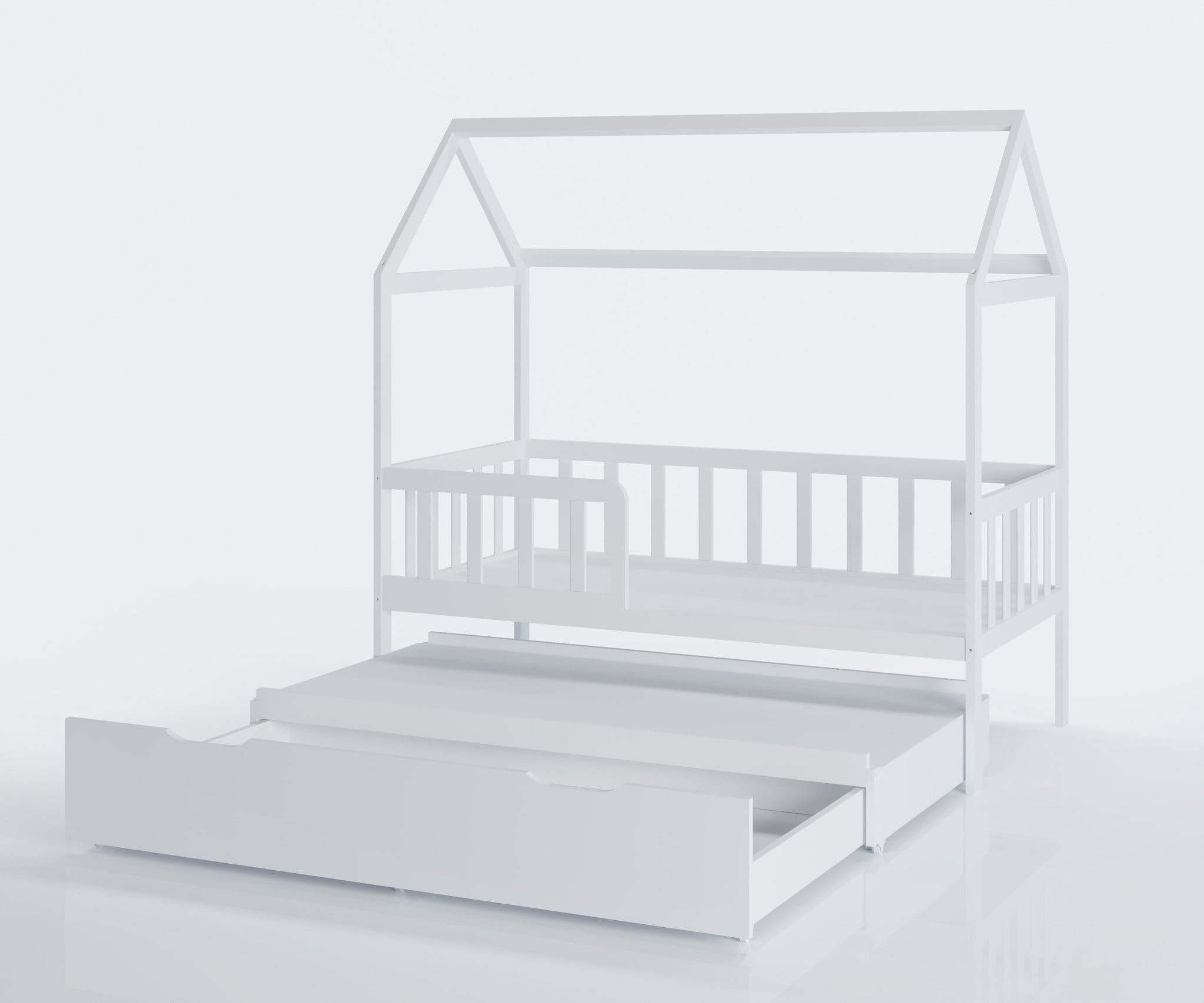 Bedhuis - peuter bed 160x80 cm - met bedlade en logeerbed - wit
