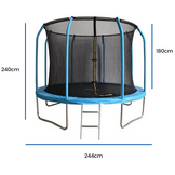 Trampoline - 244 cm - met veiligheidsnet & ladder - tot 80 kg