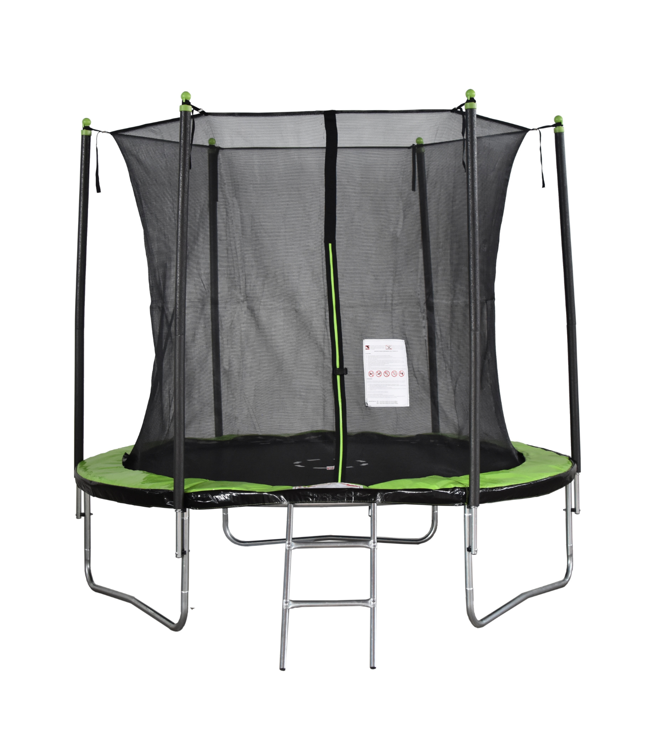Trampoline 244 cm rond - met net en ladder – groen/zwart