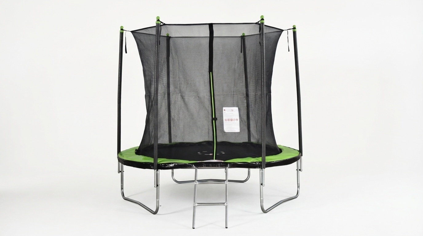 Trampoline 244 cm rond - met net en ladder – groen/zwart