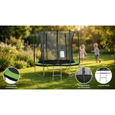 Trampoline 244 cm rond - met net en ladder – groen/zwart