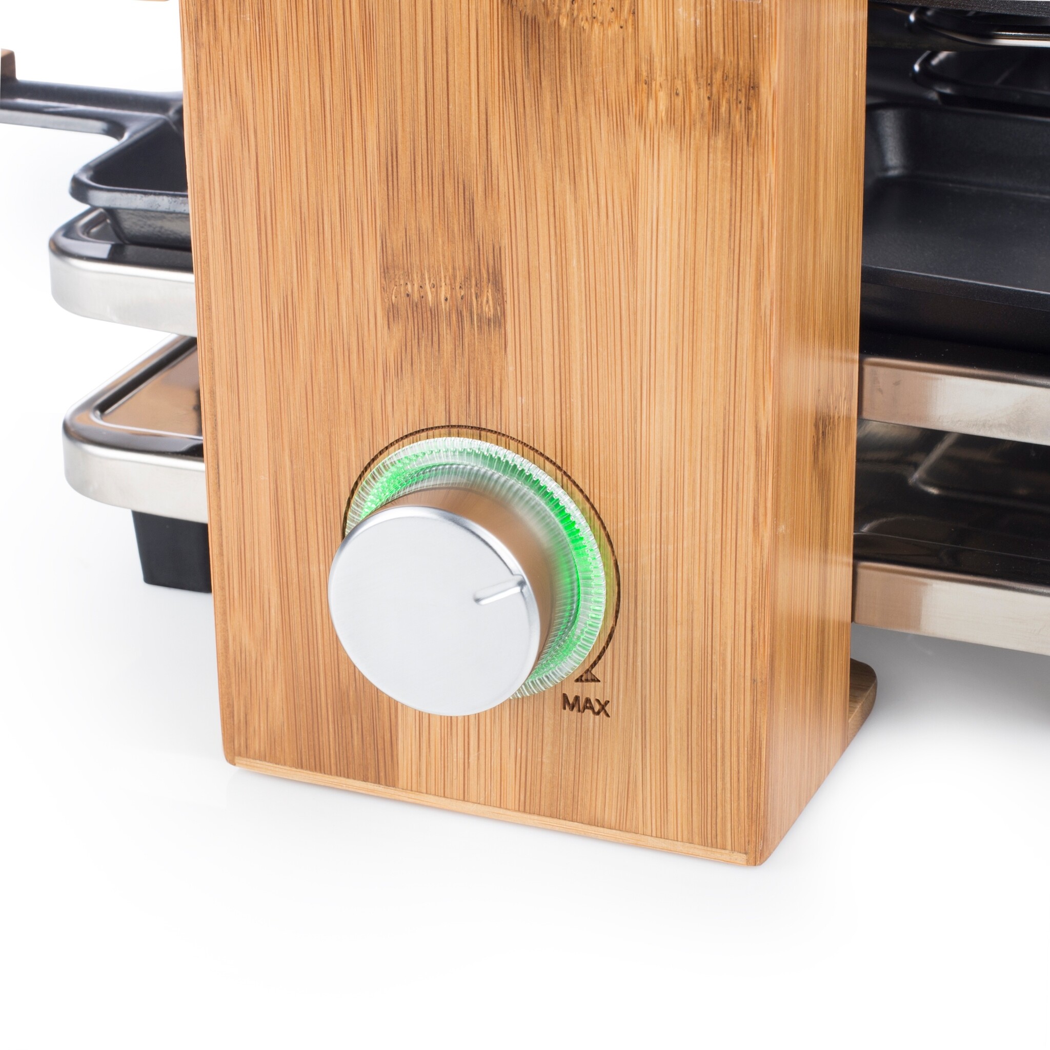 Raclette Grill 8 Pers. | 1300W Bamboe | Steengrill & Omkeerbaar