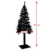 Kunstkerstboom 180 cm met Sneeuw, Glitters & Rode Ballen | 32% Korting