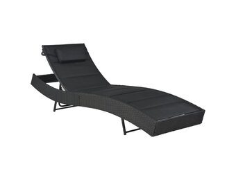 VidaXL Ligbed Poly Rattan & Textileen Zwart - 34% Korting!