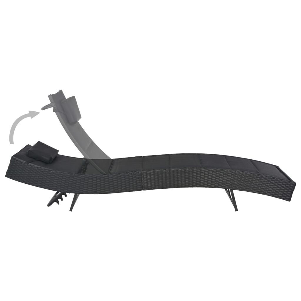 VidaXL Ligbed Poly Rattan & Textileen Zwart - 34% Korting!