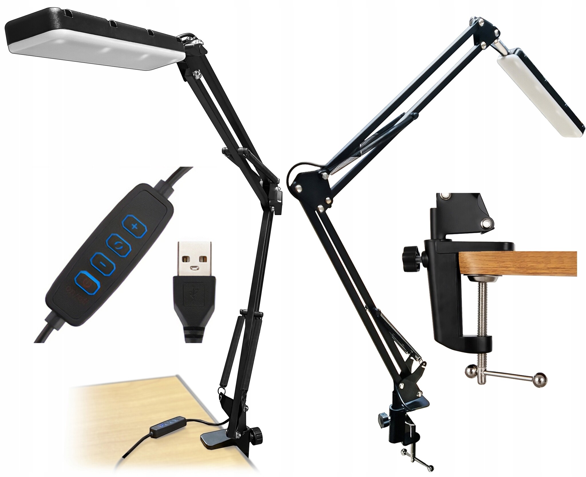 LED Bureaulamp met Verstelbare Arm | 3 Lichtkleuren | 10 Helderheid | 5.6W | MT224 | -32%