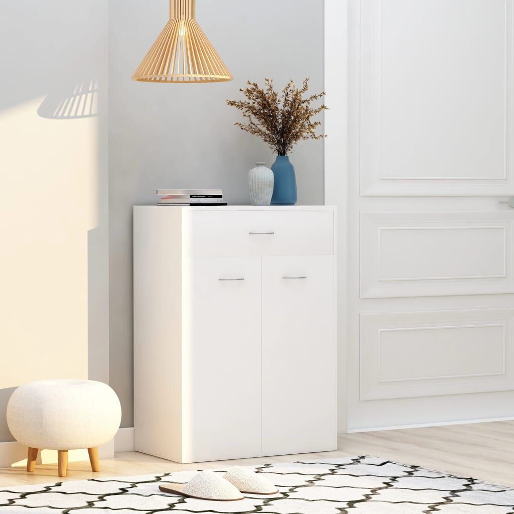 Schoenenkast met 1 lade & 2 deuren, wit - 35% Korting