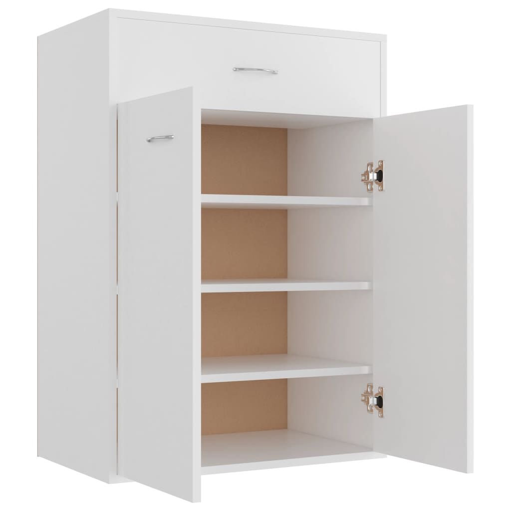 Schoenenkast met 1 lade & 2 deuren, wit - 35% Korting