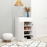Schoenenkast met 1 lade & 2 deuren, wit - 35% Korting