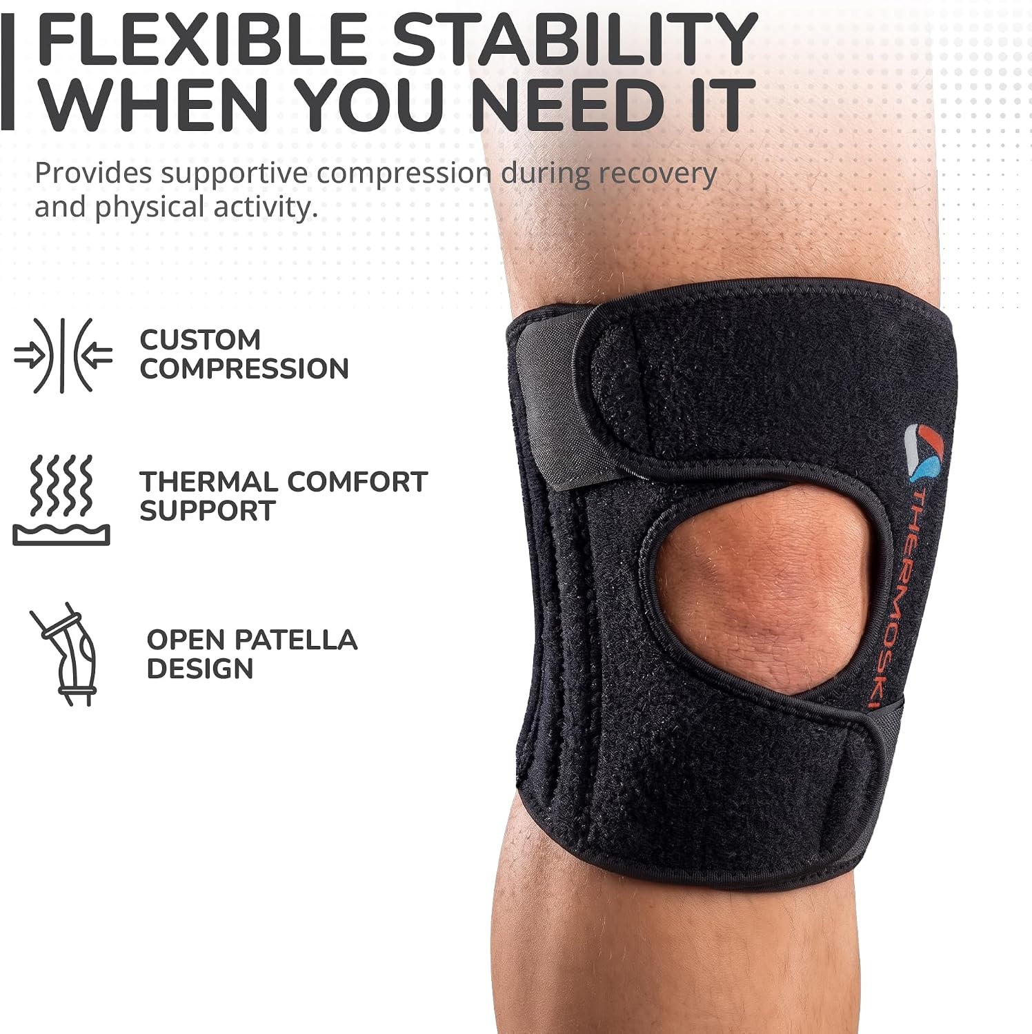 Stabiliserende Kniebrace Sport | Verstelbaar | Zwart (2 maten) | 29% Korting