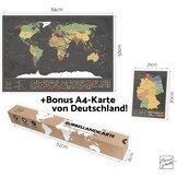 Kras Wereldkaart Zwart (84x58cm) + Duitsland Kraskaart A4 - 28% Korting!