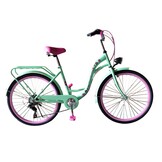 Meisjesfiets 26 inch, Mintgroen met Roze Accent, 7 Versnellingen - 35% Korting