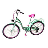 Meisjesfiets 26 inch, Mintgroen met Roze Accent, 7 Versnellingen - 35% Korting