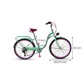 Meisjesfiets 26 inch, Mintgroen met Roze Accent, 7 Versnellingen - 35% Korting
