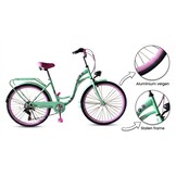 Meisjesfiets 26 inch, Mintgroen met Roze Accent, 7 Versnellingen - 35% Korting