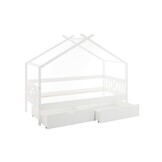 Huisbed Kinderbed 90x200 cm Grenenhout Wit met 2 Lades - 33% Korting!