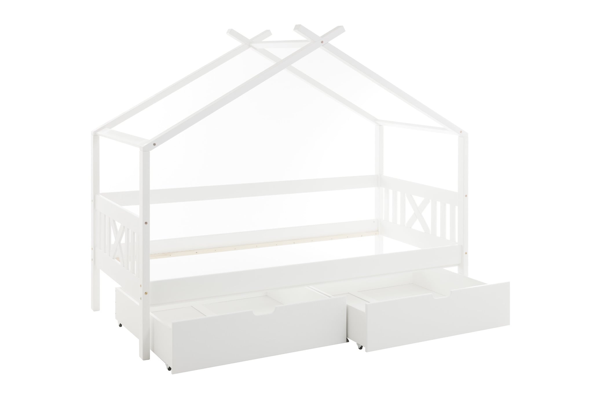 Huisbed Kinderbed 90x200 cm Grenenhout Wit met 2 Lades - 33% Korting!