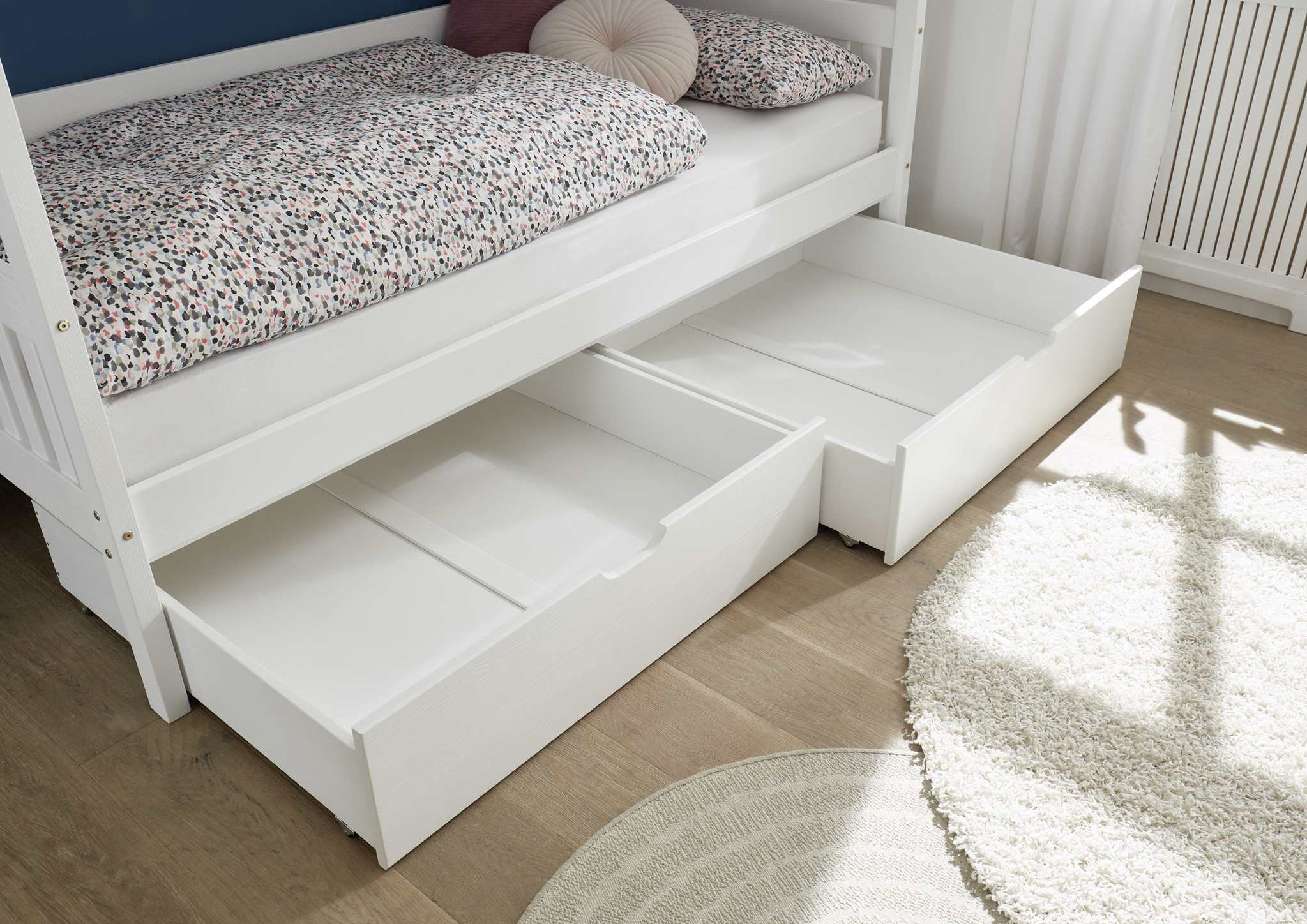 Huisbed Kinderbed 90x200 cm Grenenhout Wit met 2 Lades - 33% Korting!