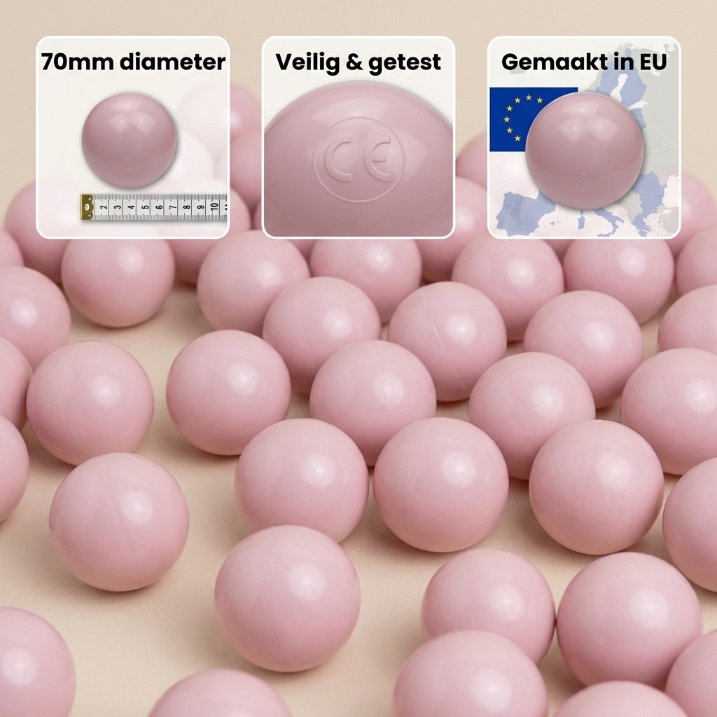 1000 Licht Roze Ballenbak Ballen 70mm - Sterke Kwaliteit & Veilig