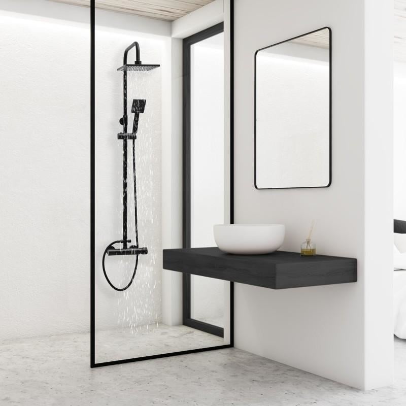 Douchepaneel Mat Zwart | Regendouche 20cm & Handdouche | 34% Korting
