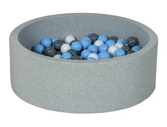 Ronde Ballenbak Grijze Sweatstof, 90x30cm | 150 Ballen | Vanaf 1 Jaar | 34% Korting