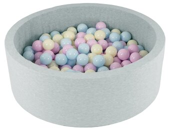 Grijze Ronde Ballenbak 90x30cm | 150 Pastel Kleuren Ballen | 34% Korting