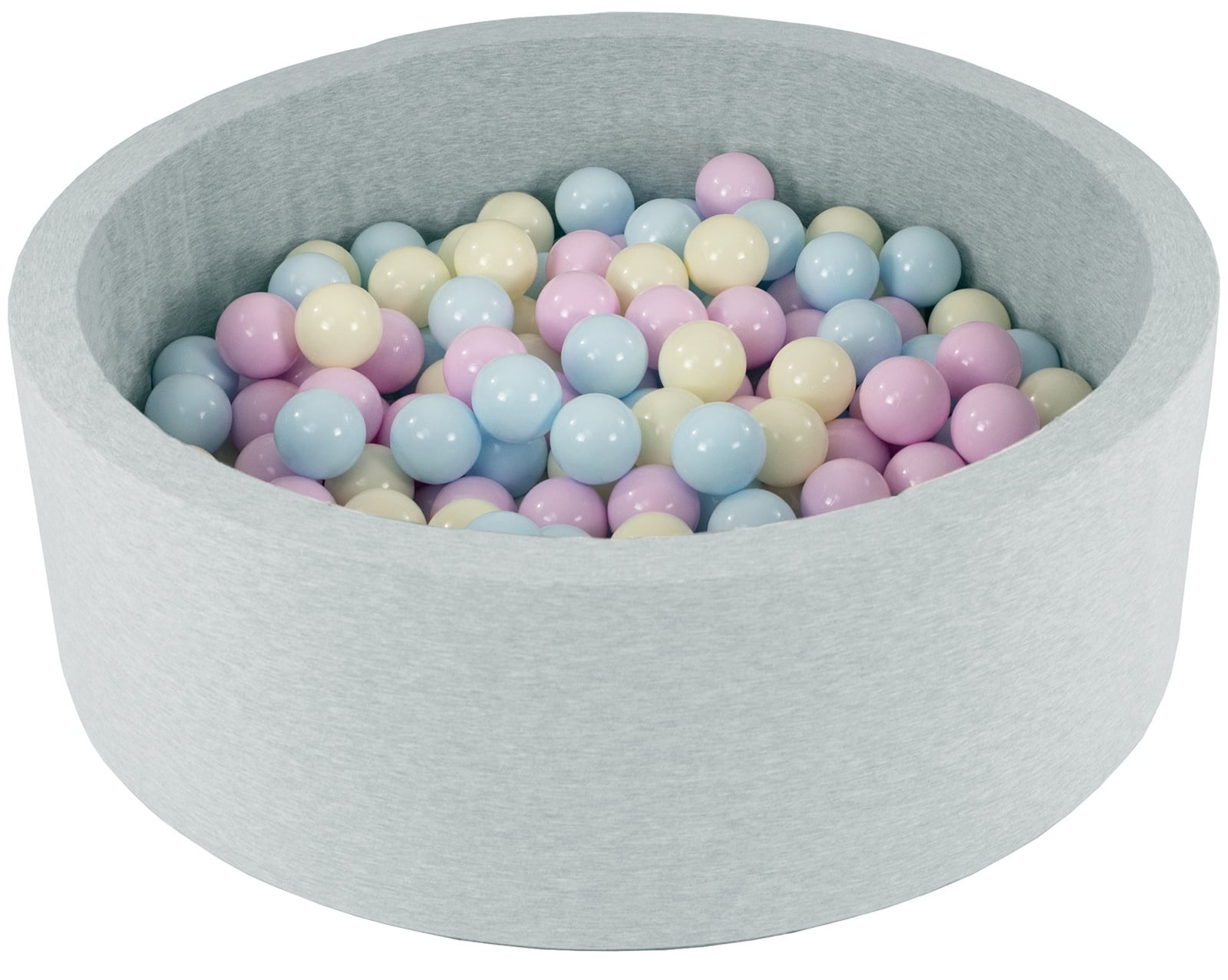 Grijze Ronde Ballenbak 90x30 cm - Sweatstof - Incl. 200 Pastel Ballen - Vanaf 1 Jaar - 34% Korting